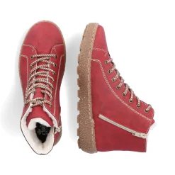 Rieker Damen Schnürstiefel erdbeerrot