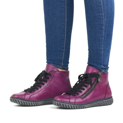 Rieker Damen Schnürstiefel aubergine-schwarz