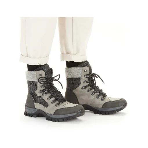 Rieker Damen Schnürstiefel silbergrau