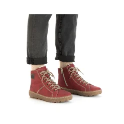 Rieker Damen Schnürstiefel erdbeerrot