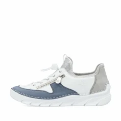 Rieker Damen Slipper reinweiß-ozeanblau