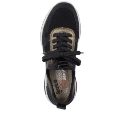 Rieker Damen Slipper tiefschwarz-khaki