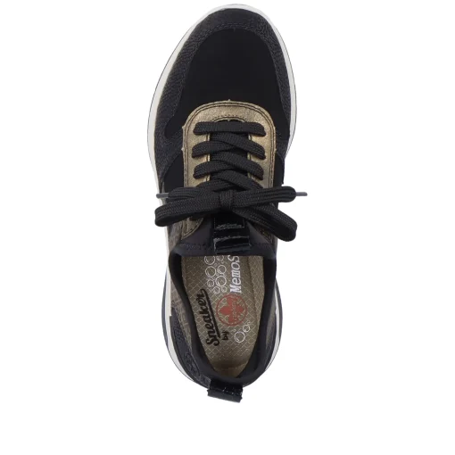 Rieker Damen Slipper tiefschwarz-khaki