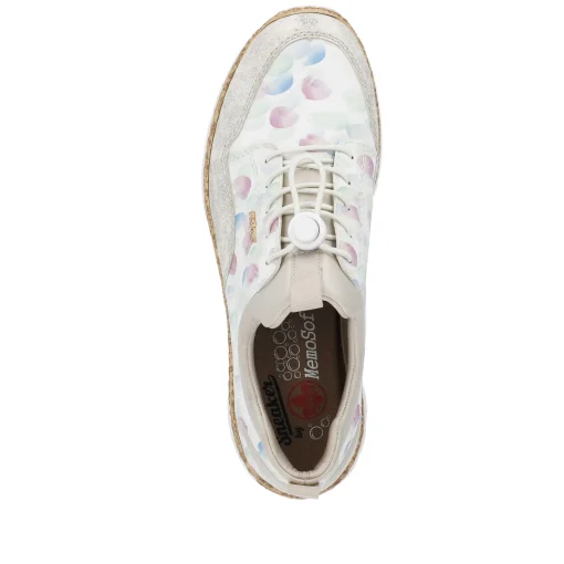 Rieker Damen Slipper weiss-multi-cremebeige