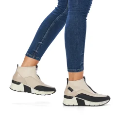 Rieker Damen Sneaker High hellbeige-schwarz