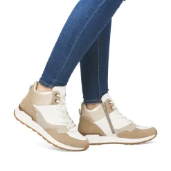 Rieker Damen Sneaker High weiß-beige