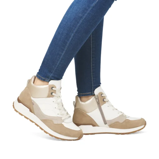 Rieker Damen Sneaker High weiß-beige