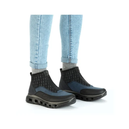 Rieker Damen Sneaker High asphaltschwarz-ozeanblau