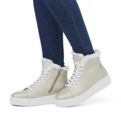 Rieker Damen Sneaker High glittery-gold frost-white