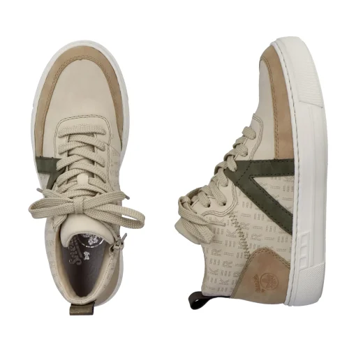 Rieker Damen Sneaker High cremebeige-khakigrün