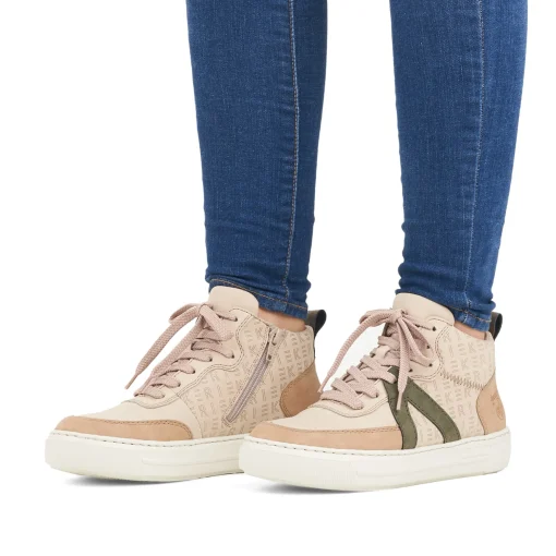 Rieker Damen Sneaker High cremebeige-khakigrün