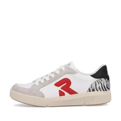 Rieker Damen Sneaker Low swan-white arctic-grey zebra