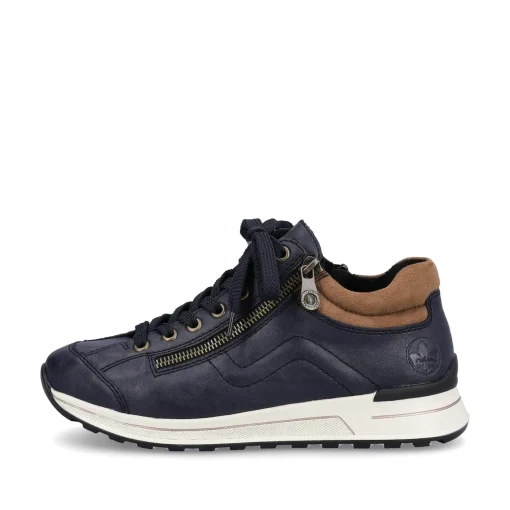 Rieker Damen Sneaker Low pazifikblau-braun
