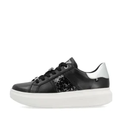 Rieker Damen Sneaker Low mattschwarz-silber