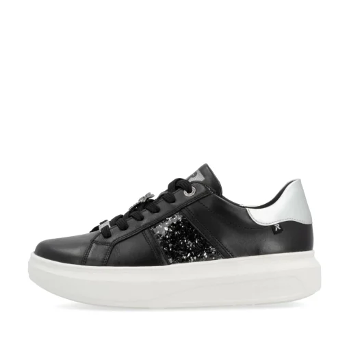 Rieker Damen Sneaker Low mattschwarz-silber