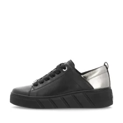 Rieker Damen Sneaker Low mattschwarz-silber