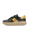 Rieker Damen Sneaker Low mattschwarz-mangogelb