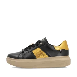 Rieker Damen Sneaker Low mattschwarz-mangogelb