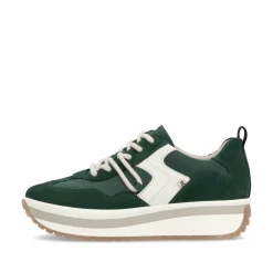 Rieker Damen Sneaker Low waldgrün-weiß