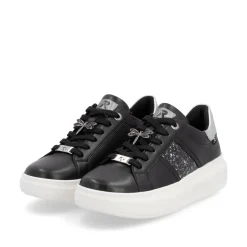 Rieker Damen Sneaker Low mattschwarz-silber