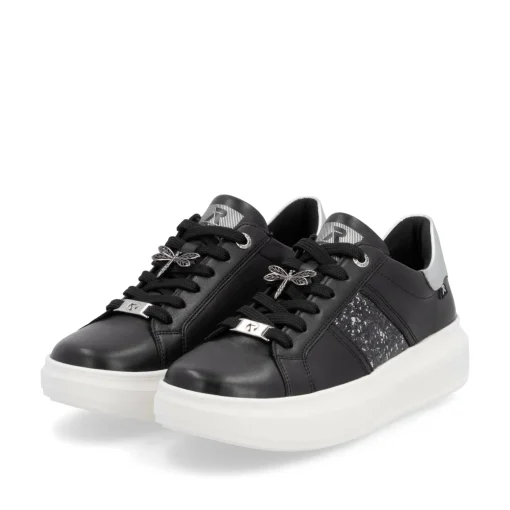 Rieker Damen Sneaker Low mattschwarz-silber