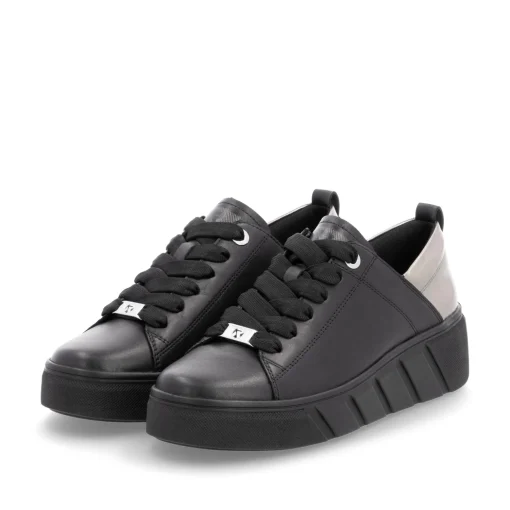 Rieker Damen Sneaker Low mattschwarz-silber