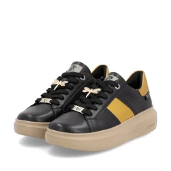 Rieker Damen Sneaker Low mattschwarz-mangogelb