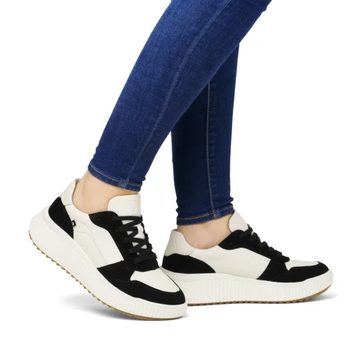 Rieker Damen Sneaker Low vanilleweiß-schwarz
