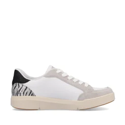 Rieker Damen Sneaker Low swan-white arctic-grey zebra