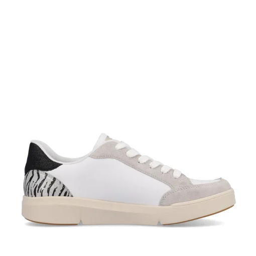 Rieker Damen Sneaker Low swan-white arctic-grey zebra