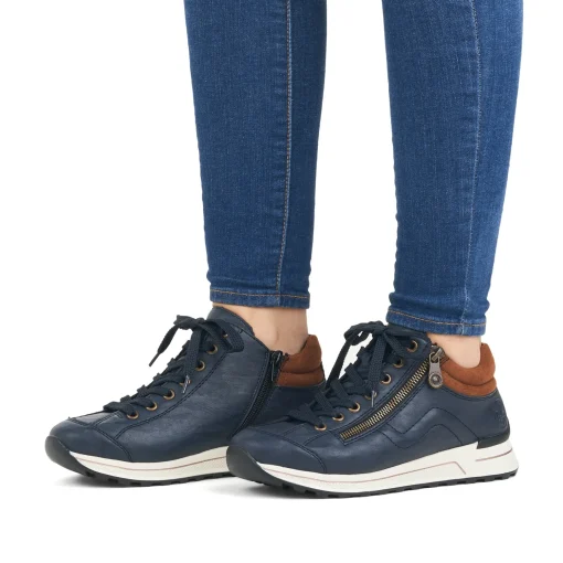 Rieker Damen Sneaker Low pazifikblau-braun