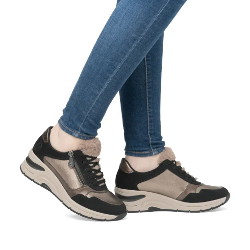 Rieker Damen Sneaker Low bronze-schwarz