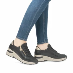 Rieker Damen Sneaker Low mattschwarz