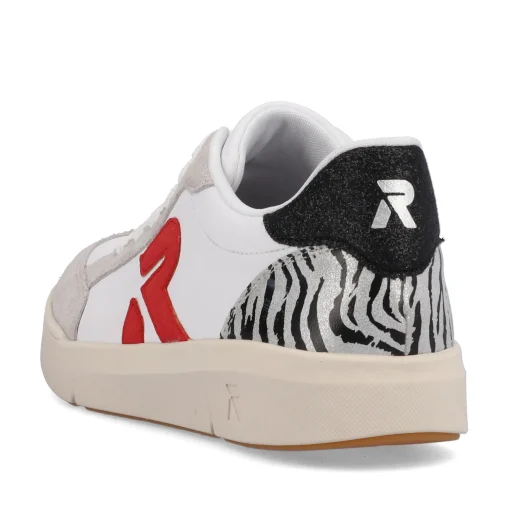Rieker Damen Sneaker Low swan-white arctic-grey zebra