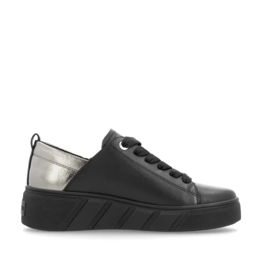 Rieker Damen Sneaker Low mattschwarz-silber