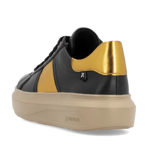 Rieker Damen Sneaker Low mattschwarz-mangogelb