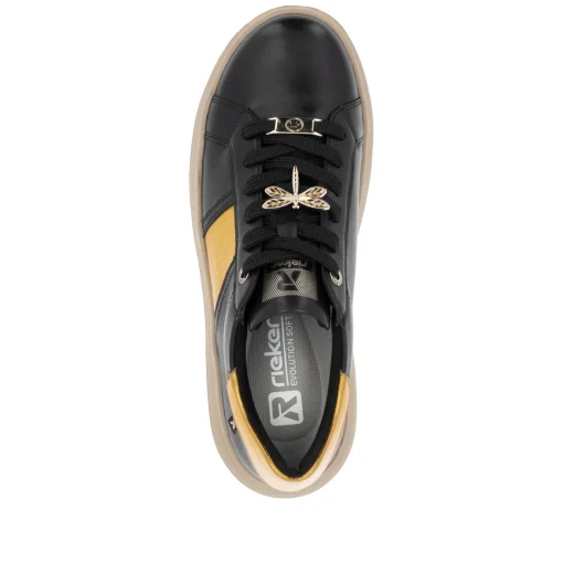 Rieker Damen Sneaker Low mattschwarz-mangogelb