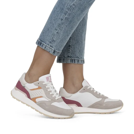 Rieker Damen Sneaker Low light-beige fuchsia apricot