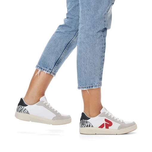 Rieker Damen Sneaker Low swan-white arctic-grey zebra
