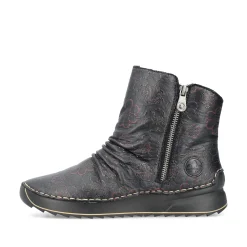 Rieker Damen Stiefeletten schwarz-weinrot