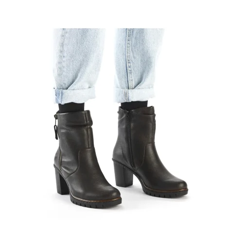 Rieker Damen Stiefeletten schwarzbraun