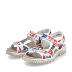 Rieker Damen Trekkingsandalen geblümt-reinweiß