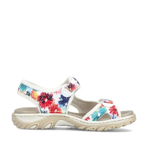 Rieker Damen Trekkingsandalen geblümt-reinweiß