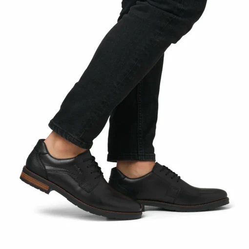 Rieker Herren Schnürschuhe glanzschwarz