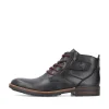 Rieker Herren Schnürstiefel glanzschwarz