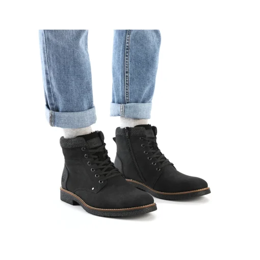 Rieker Herren Schnürstiefel tiefschwarz