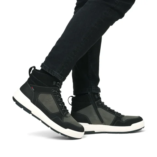 Rieker Herren Schnürstiefel carbonschwarz-grau