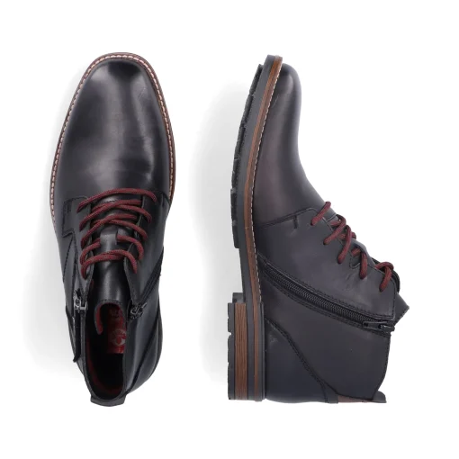 Rieker Herren Schnürstiefel glanzschwarz