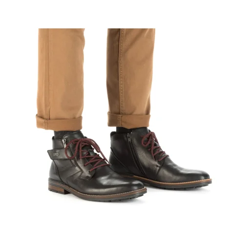 Rieker Herren Schnürstiefel glanzschwarz