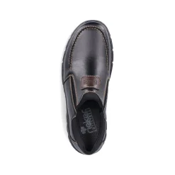 Rieker Herren Slipper glanzschwarz